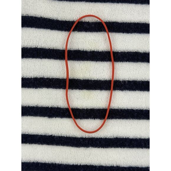 Lands End Hooded Terry Cloth Swimsuit Beach Cover-Up S/M Navy White Stripes - Picture 8 of 12